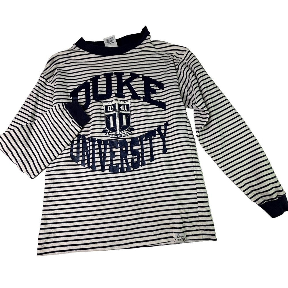 Vintage Duke University The Cotton Exchange Striped Long Sleeve T-Shirt Small